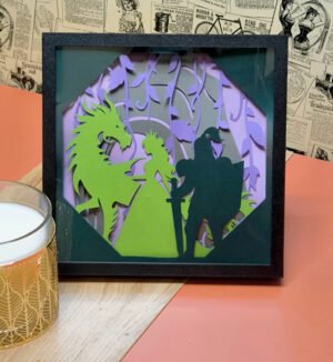 Tableau papercut - Princesse au Dragon